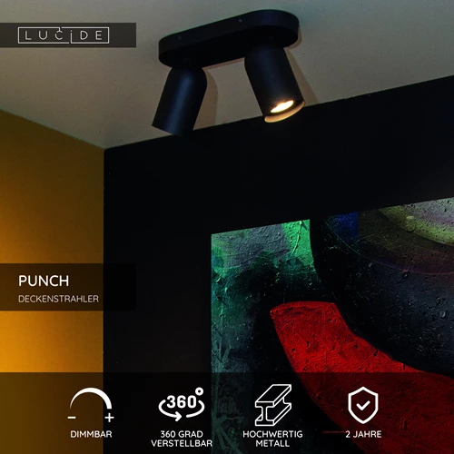 Lucide PUNCH - Deckenstrahler - 2xGU10 - Schwarz - USP